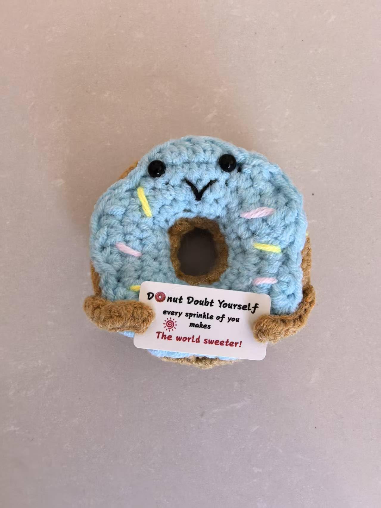 Mifafaci Emotional Support Donut Crochet Gift, Hand Knitted Donut for Women, Girls, Boys, Friends, Motivational Gift Encouragement Support Presents