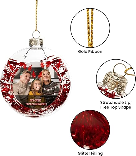 Miniatura 3 de Adornos de bola de vidrio personalizados, imagen personalizada, foto, texto, diseño conmemorativo de cristal, colgante, decoración de árbol para