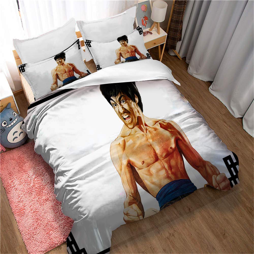 Ste-X Kung Fu Bedding Set Duvet Cover, Bedding Set Amateur Microfiber Duvet & Pillowcases Printed (135x200cm(Single),Style 03)