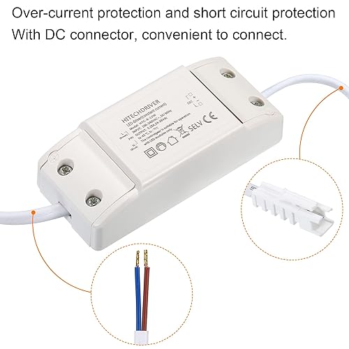Miniatura 5 de PATIKIL 8-12W 280mA LED Driver, 2Pcs AC 100-240V Salida 24-36V DC Conector macho Conector Rectificador de corriente constante Transformador Fuente