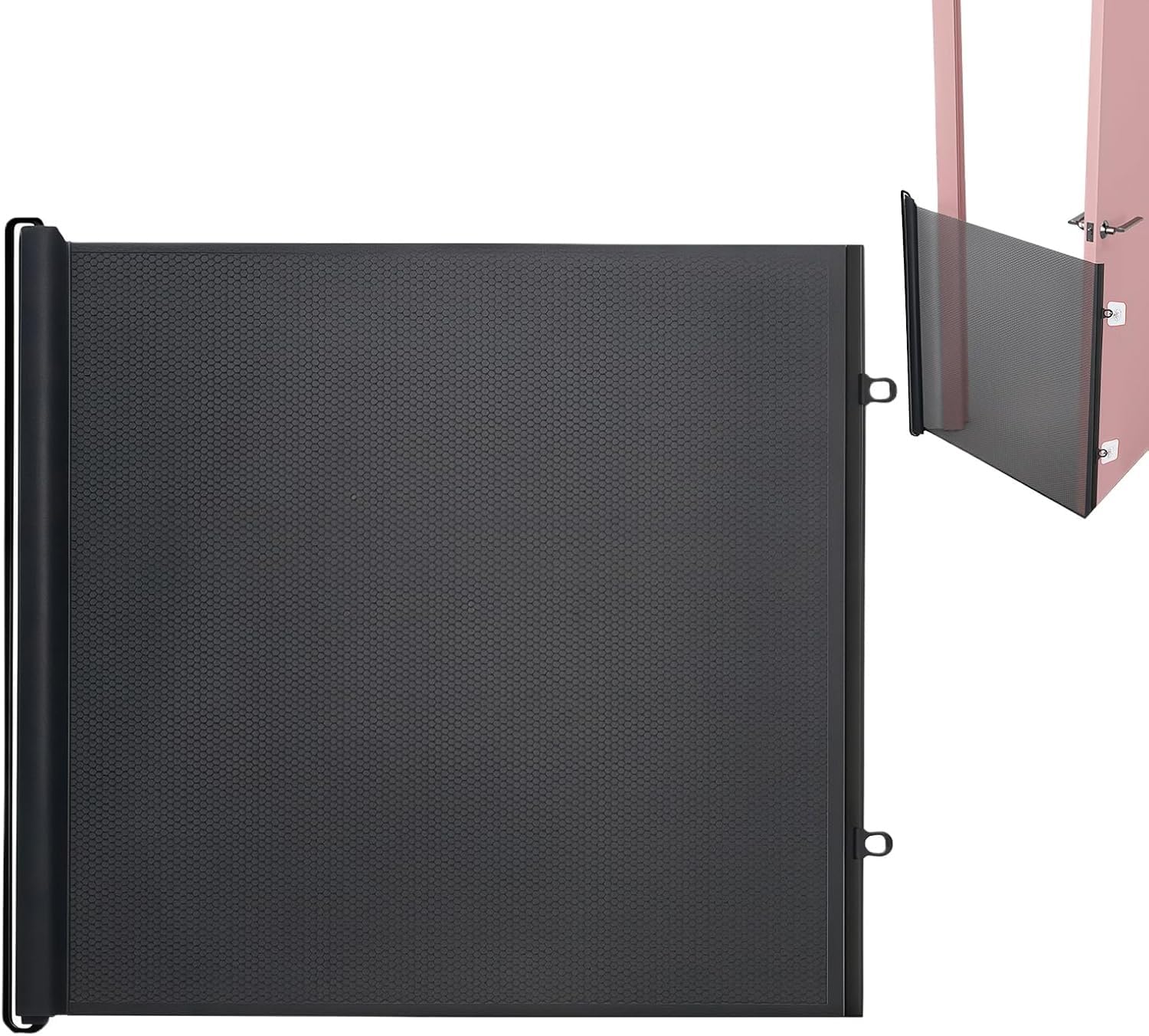 Jorcedi Black Retractable Dog Gate Retractable Pet Fence Safety Barrier No-Drill Pet Fence Retractable Baby Gates No Drilling Mesh Dog Gate Retractable Balcony Dog Fence