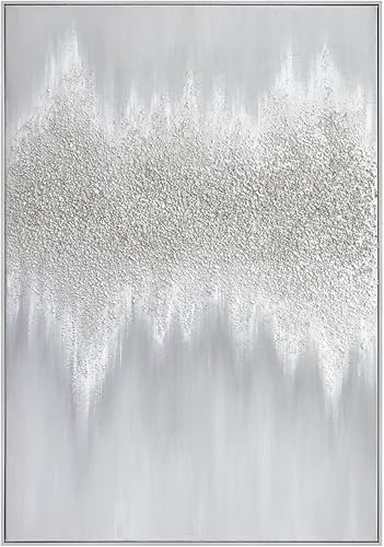 Miniatura 16 de Pintura de Arte de Pared Abstracta Neutra Enmarcada - Decoración de Pared de Lienzo Abstracto Grande con Ilustraciones de Curvas 3D Pintado a Mano