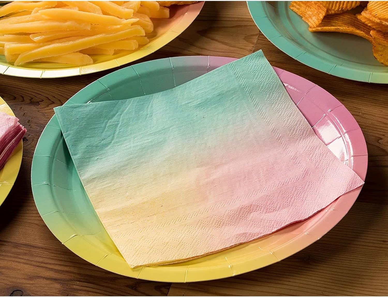 BLUE PANDA Rainbow Paper Napkins - 2-Ply Absorbent Pastel Party Napkins for Rainbow Birthday Events - 6.5 x 6.5 in Folded - Pack of 150 - Image 2