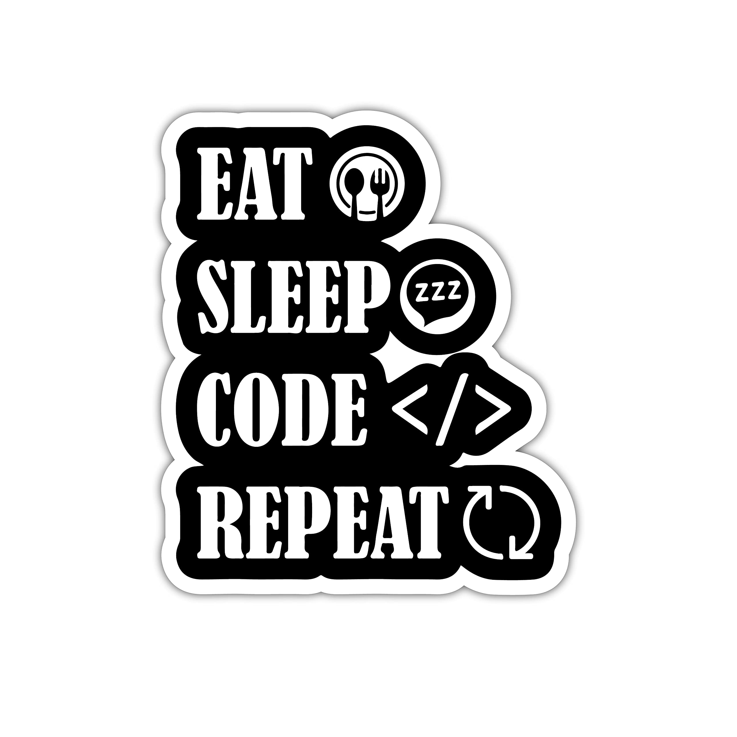 woopme Eat Sleep Code Repeat Motivational Quotes Sticker for Developers Programmers Coders Vinyl Decal Printed Sticker Funny for Walls Laptops Bottles Cars (Multicoloured) (B0977JVY7L) Amazon Price History, Amazon Price Tracker