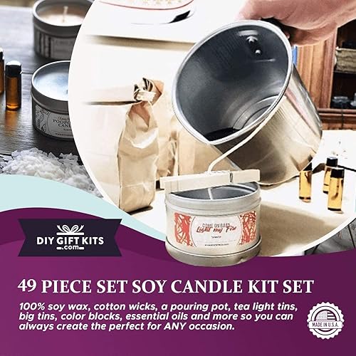 Miniatura 2 de Kit de regalo para hacer velas de soja – para adultos (49 piezas) se convierten en un kit para hacer velas con cera, mechas, contenedores de estaño,