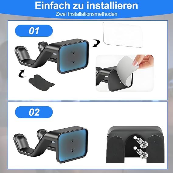 Controller Wandhalterung (3er Set) - Selbstklebende Ständer für PS4/PS5/Xbox/Switch Gamepads Platzsparendes Gaming Zubehör zur Aufbewahrung von Controllern & Kopfhörern (Schwarz)