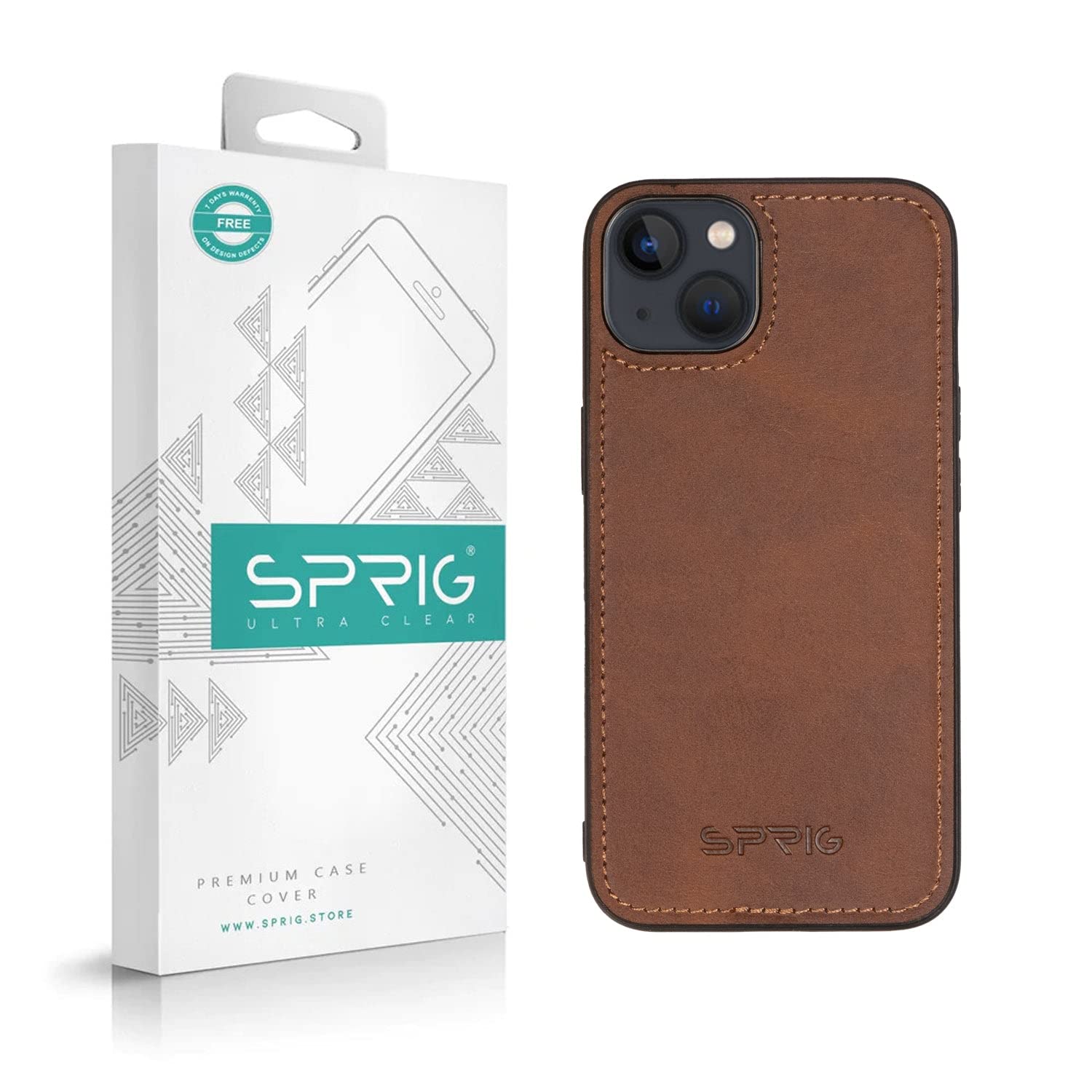 SPRIG Compatible with Apple iPhone 14 Matte PU Leather TPU Designer Back Case Cover with Camera Protection Drop Tested Shock Proof for Boys and Girls (Brown) (B0BXDGT8F9) Amazon Price History, Amazon Price Tracker