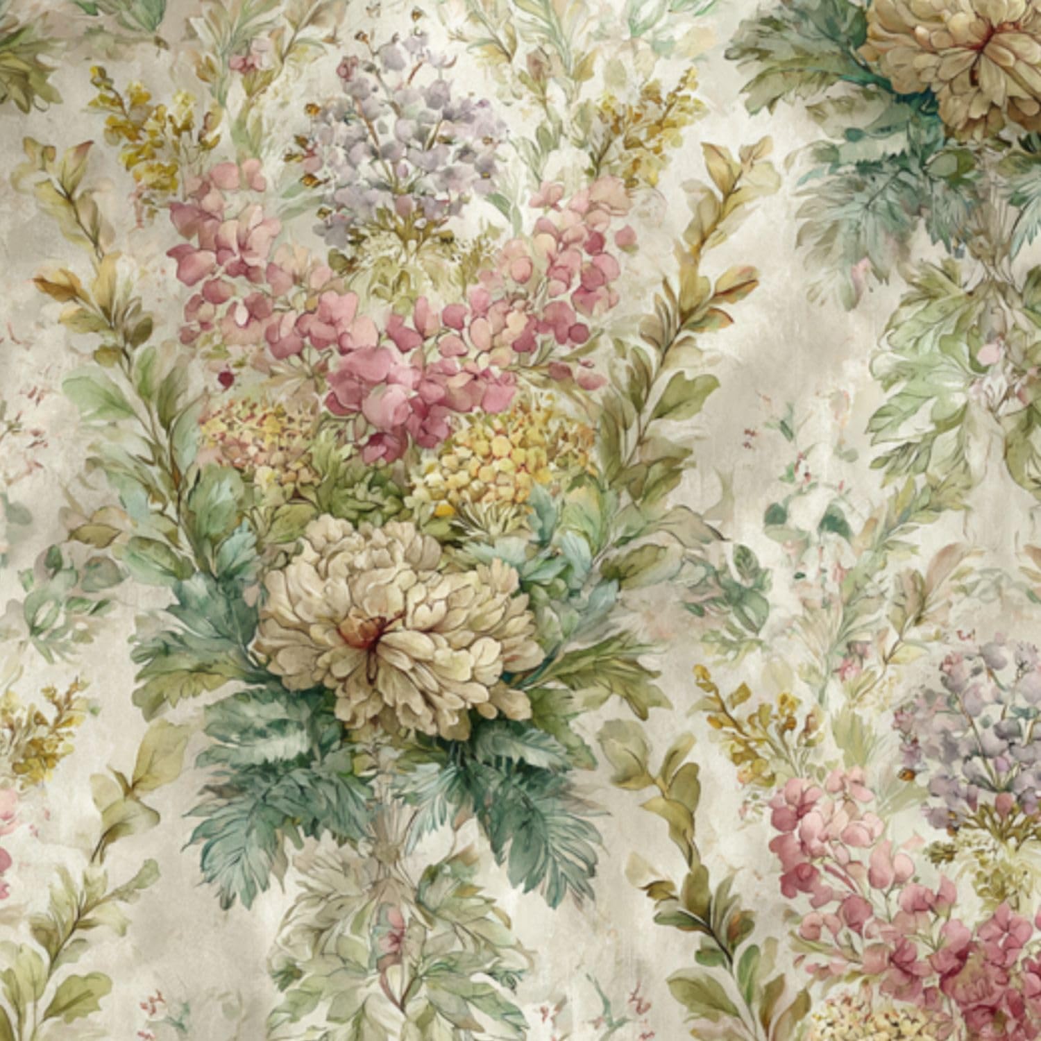 DERUINVAIO Self Adhesive Feature Removable Muted Wildflower Botanical Peel and Stick Vinyl Wallpaper Roll, Sticky Lining Paper for Bedroom, Living Room, Kitchen Walls