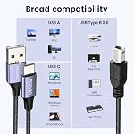 MOSWAG 2in1 USB Printer Cable 3.28FT/1M with USB C to MIDI Cable Printer cable,USB MIDI Cable USB C to USB B MIDI Cable,Cable,Compatible with Music Instrument,Piano,Midi Keyboard,USB Microphone