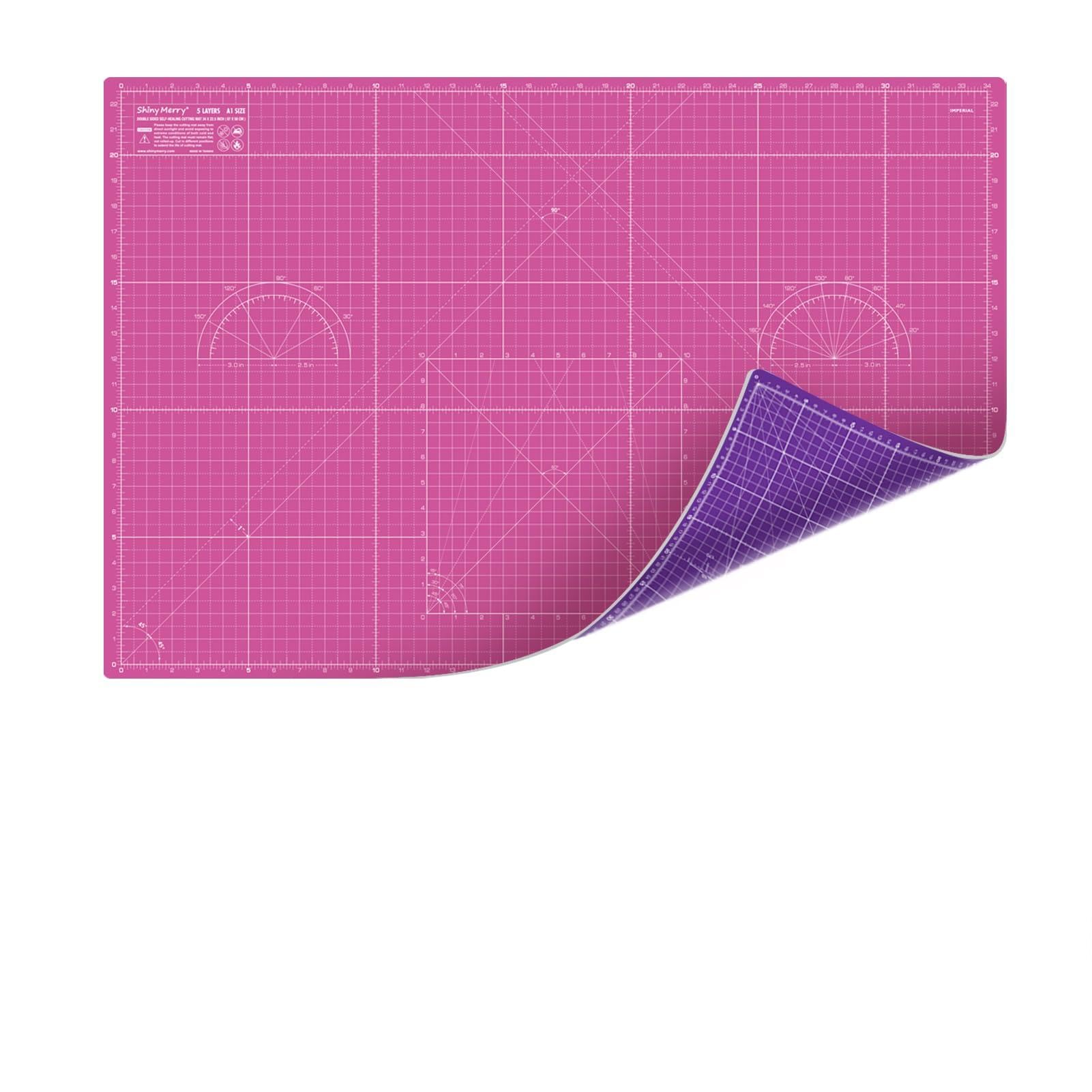 Selbstheilende Schneidematte A1, 61 x 91,4 cm, Stoff-Schneidematte, doppelseitig, 5-lagig, zum Nähen, Basteln, Stoff, Quilten, Scrapbooking-Projekte, Rosa/Violett, Motiv: Merry