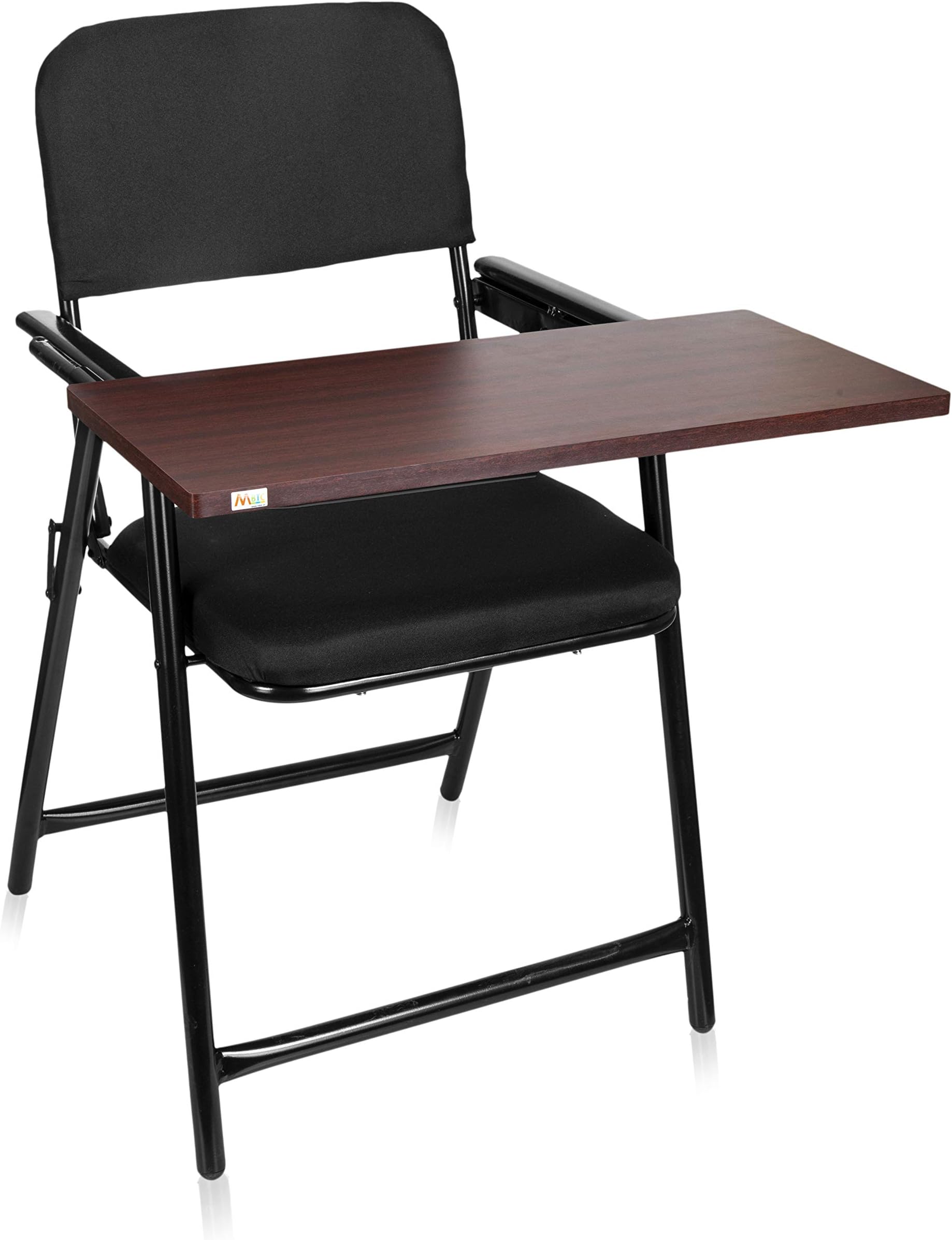 MBTC Mavic Folding Study Chair with Cushion & Adjustable Writing Pad - (Black, for All Age) | Wrought Iron