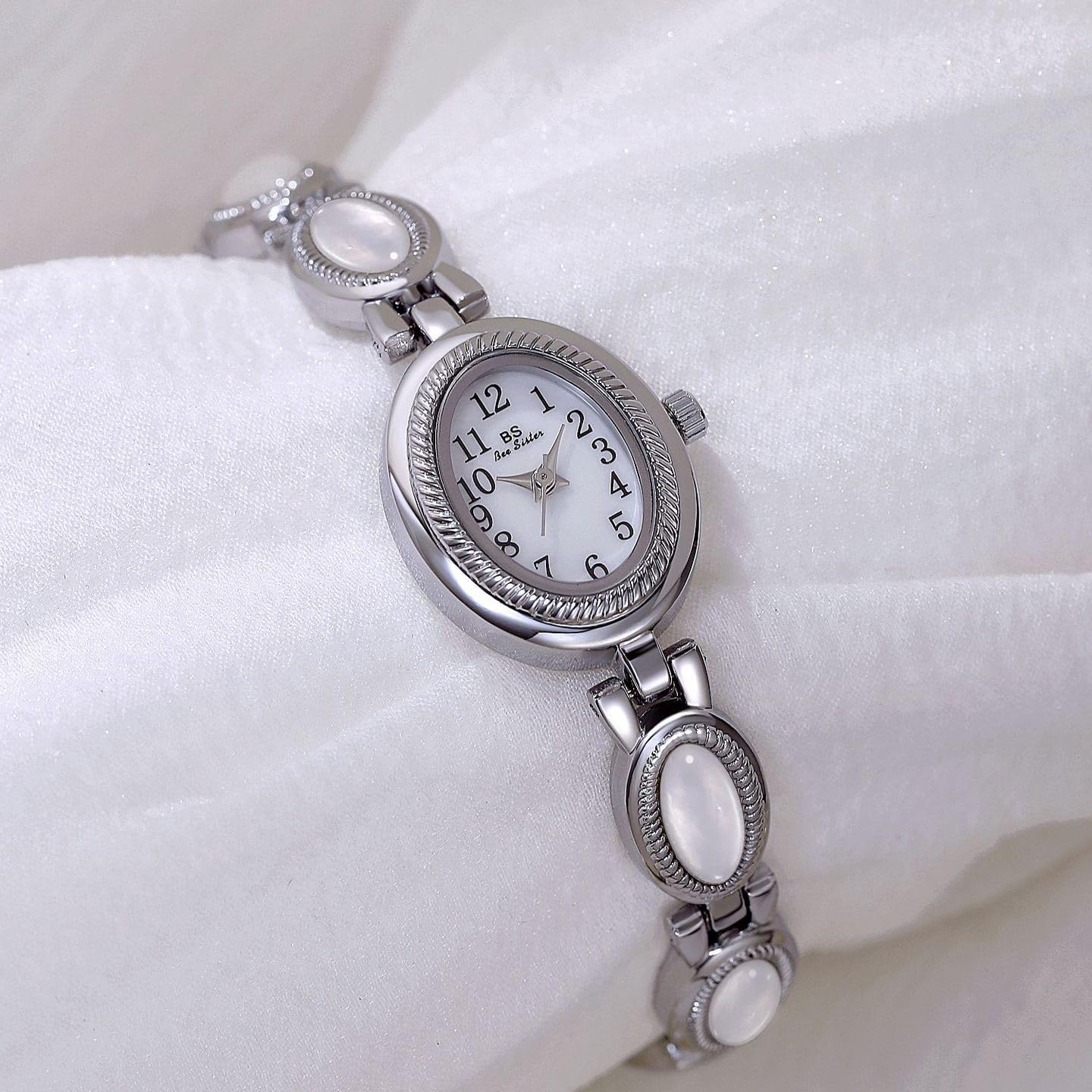 FANMIS Gold Tone Watches for Women with Small Vintage Bracelet Elegant Jade Oval Dial Dress Watch Fashion Quartz Wrist Watch Waterproof Watch - Image 6