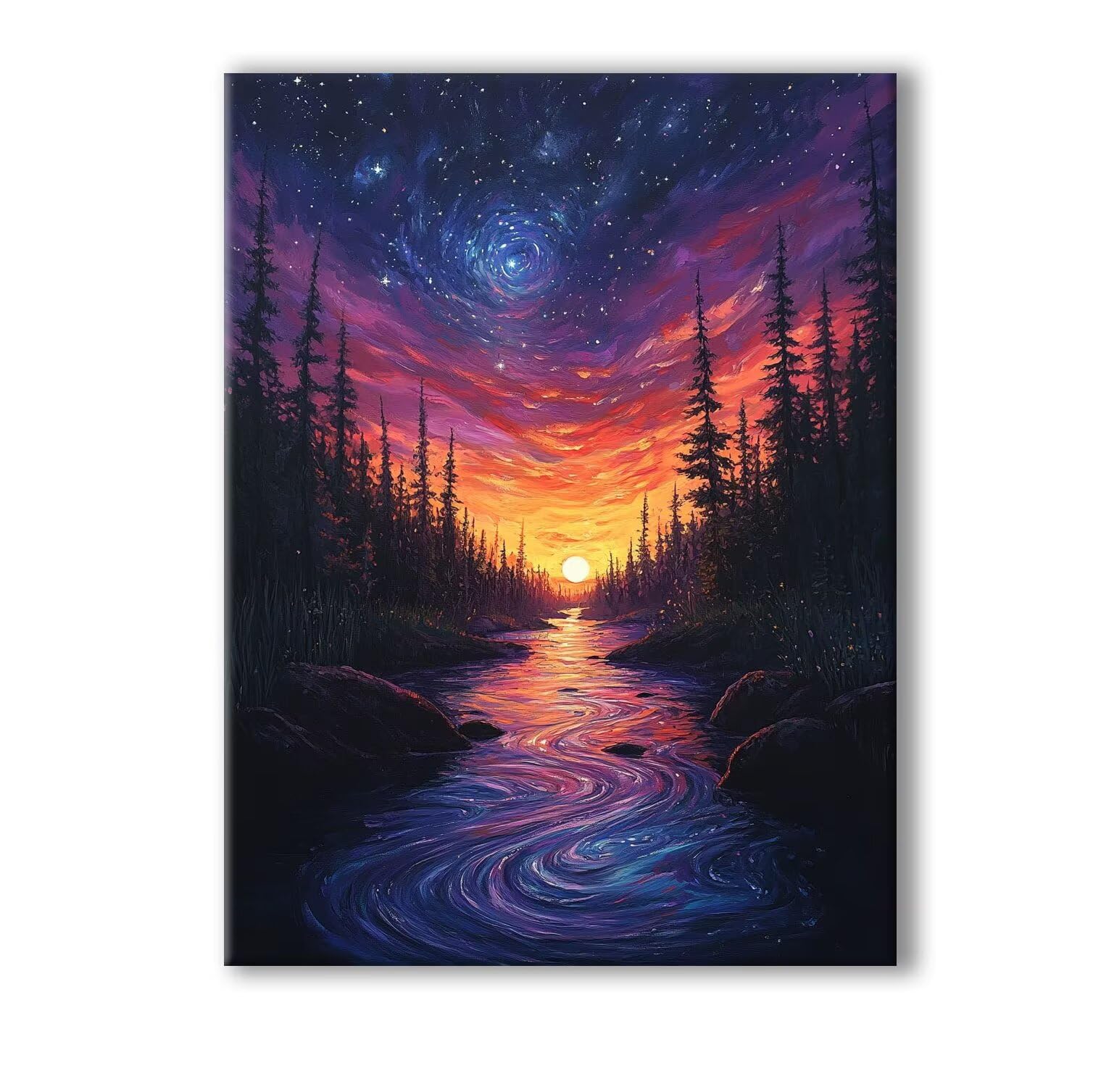 Peinture par Numero Adulte Ciel étoilé, DIY Paysage Peinture Numero Enfant avec Cadre, Paint by Numbers avec Acrylique et Pinceaux pour Débutants, Toile 60x90cm, Décoration Maison Cadeau 0R-755