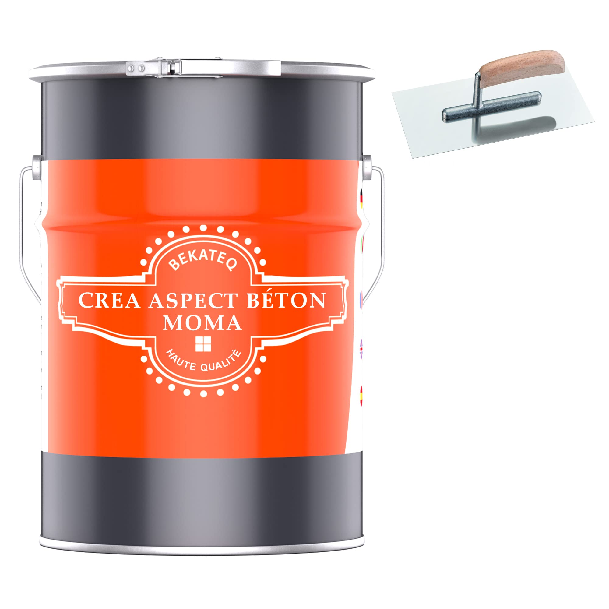 BEKATEQ Aspect béton Gris béton 3kg, MOMA Style jusqu'à 7,5m², Enduit effet béton avec outils, béton apparent, décoration murale sans joints pour salle de bain, toilette, salon, bureau S1002