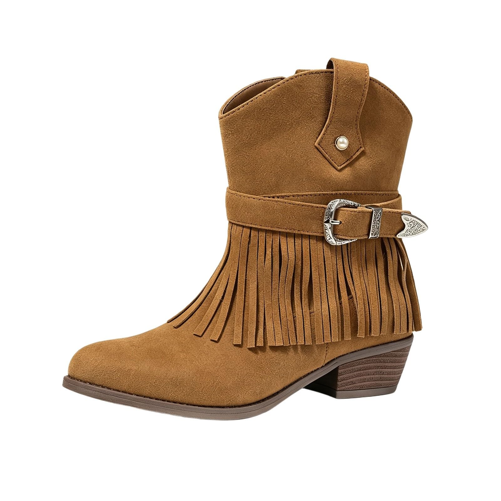 Ankle Boots Damen Schnalle Kurzschaft rutschfest Stiefeletten mit Absatz | Fransen, Schnalle, Spitzenschuh, Blockabsatz, Kurzer Schaft, Reißverschluss, Modisch, Bequem, Komfort, Winter Schuhe
