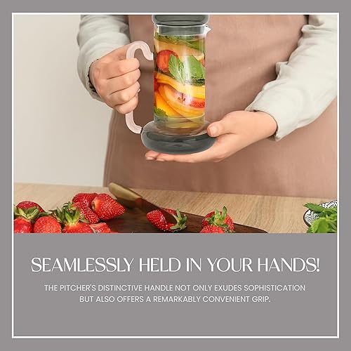 Miniatura 2 de elle decor Juego de jarras de noche, jarra de 32 onzas con taza, vaso que se dobla como tapa, hecho de vidrio de borosilicato, para habitación de