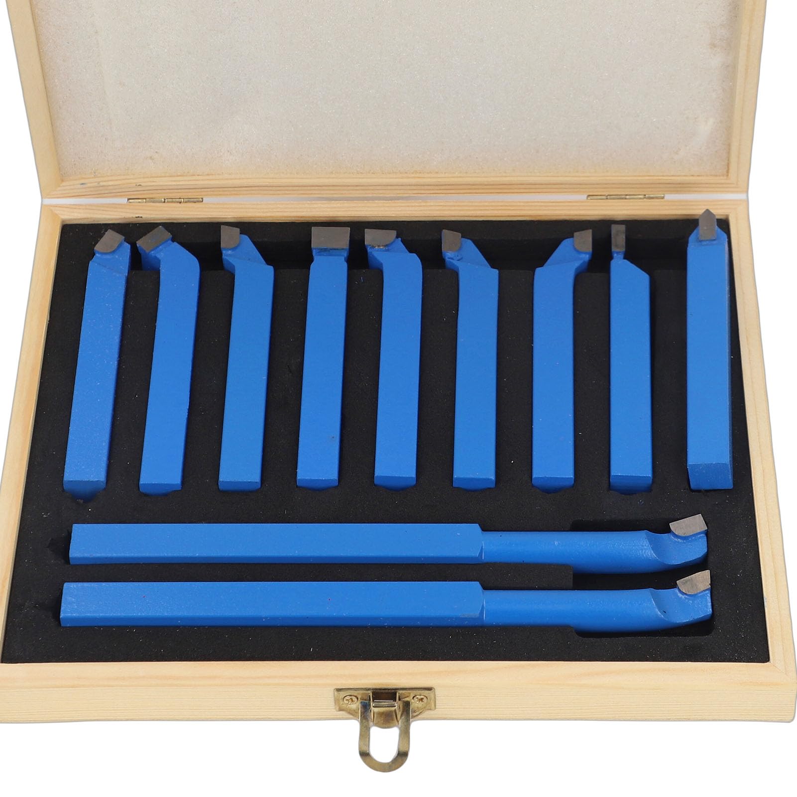 Hartmetall Drehstahl Satz, Drehmeißel Set Drehen Fräsen Schneiden Werkzeug Set, Drehmeissel set Wendeplatten-Drehmeißel Mit Holzkoffer für Drehmaschinen 12x12 mm
