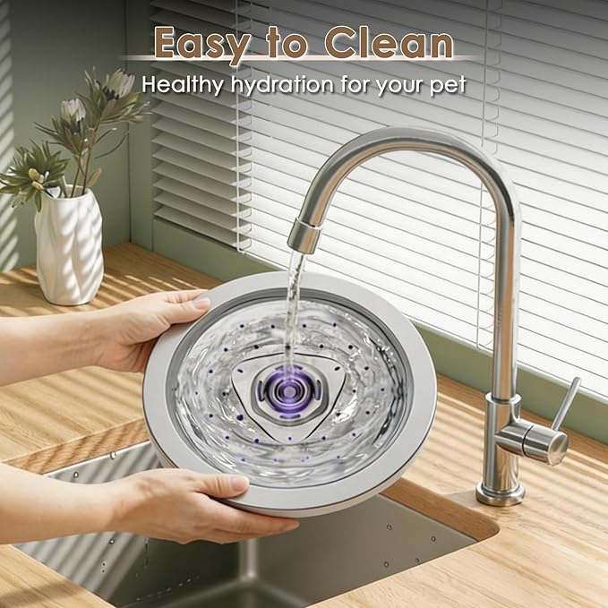 Fuente de Agua para Gatos Acero Inoxidable 2.2L con Bomba USB Silenciosa miniatura 8