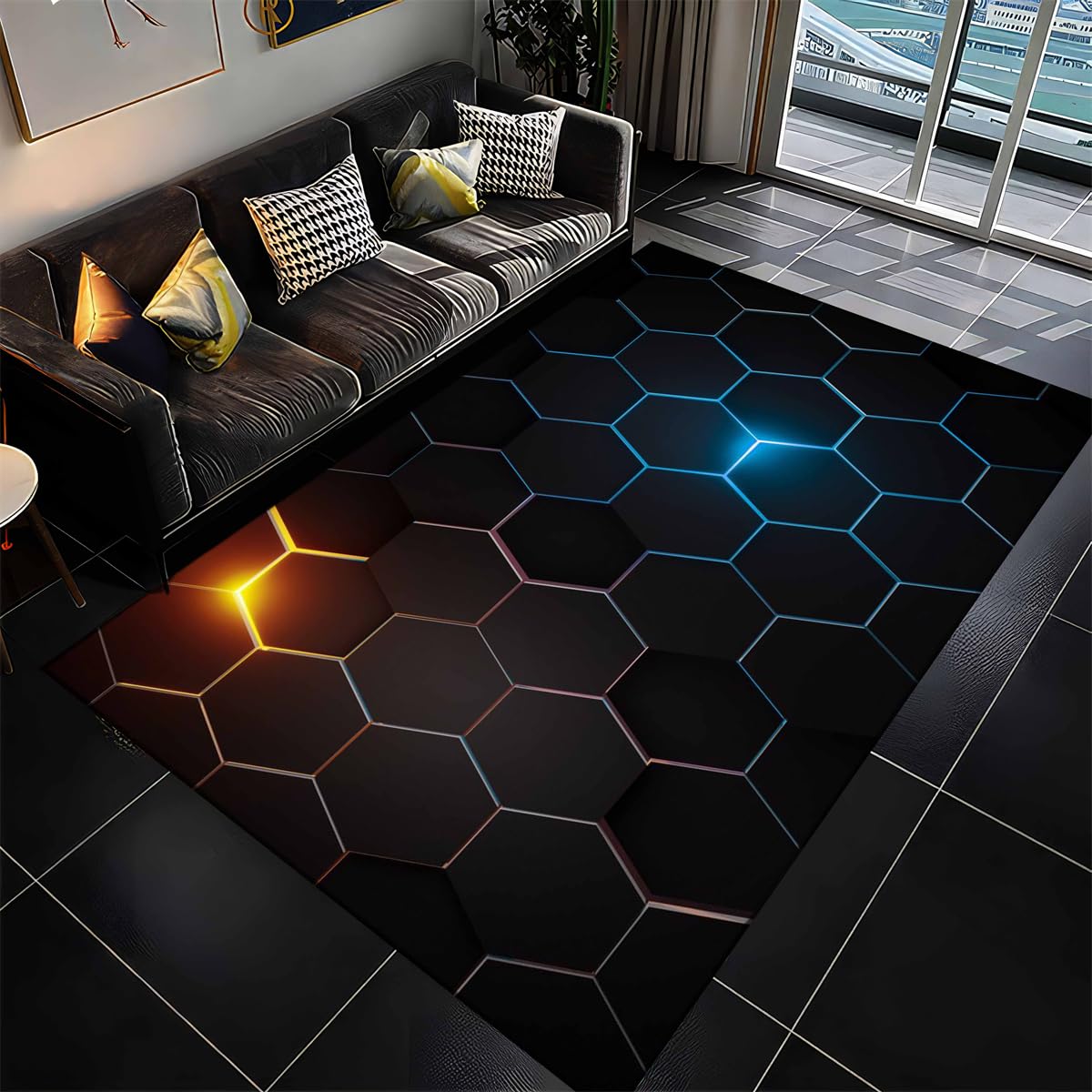 PEIHUODAN Alfombra Habitacion Juvenil Niños Infantil, Alfombra Gamer Suelo Gaming Room Decor Carpet, Patrones Geométricos Geniales,algombras Salón Grandes Antideslizante, Rugs (Color 4,120x160cm)