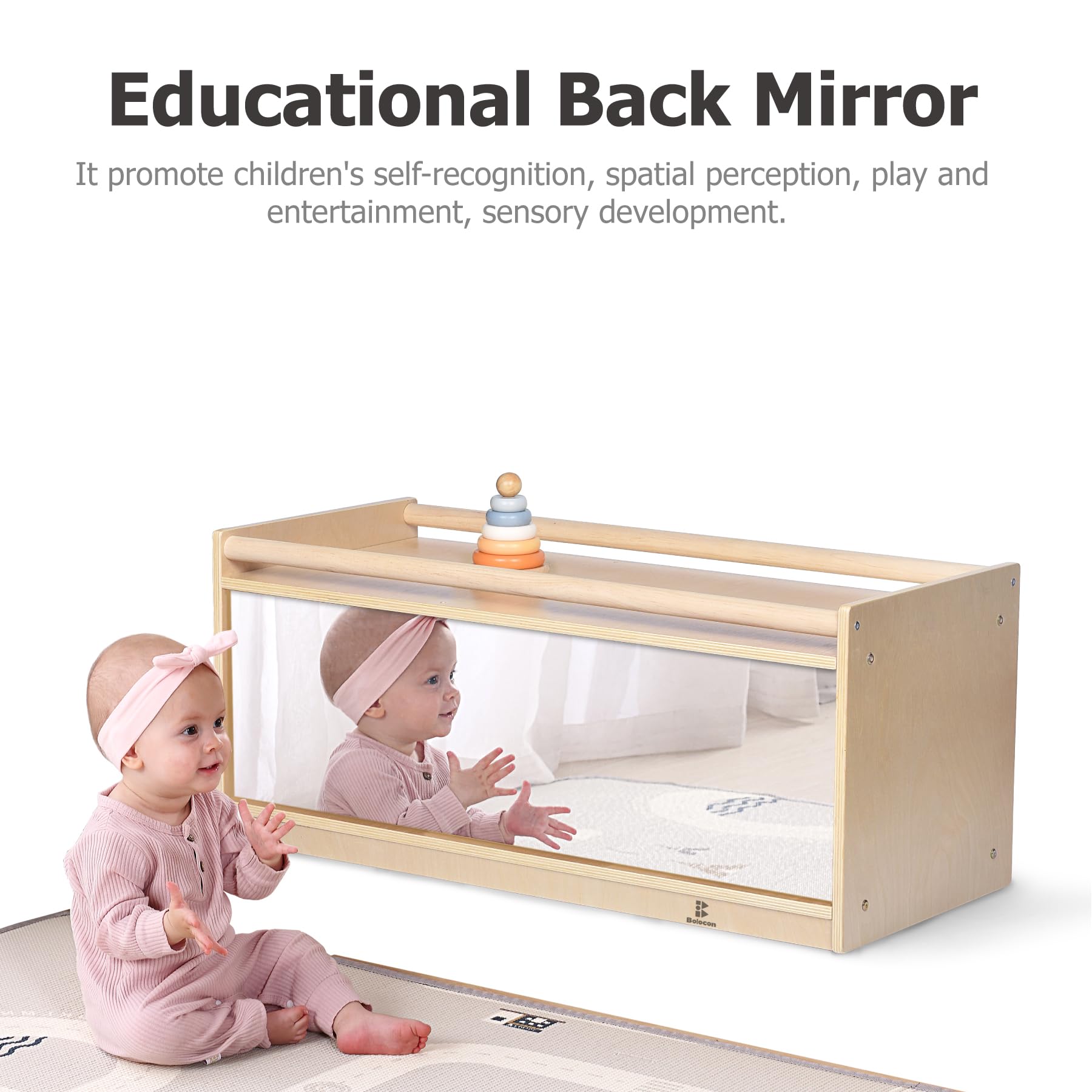 Almacenamiento de juguetes para niños pequeños con espejo trasero, cubículos preescolares y guardería para bebés con 2 pasamanos de sujeción superior, muebles para niños pequeños, hogar, aula, 6