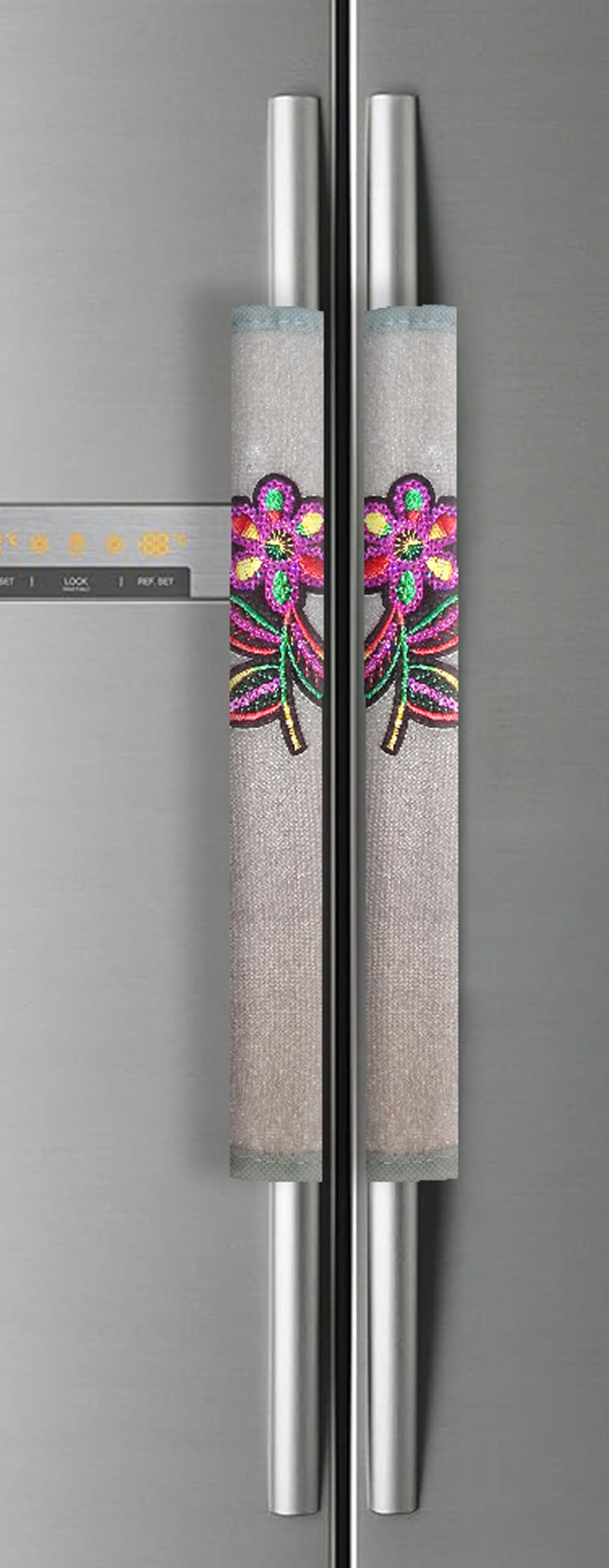 Velvet Multipurpose 11"x6" 3 Layer Handle Cover for Fridge, Microwave, Oven, Door –Soft & Washable Handle Protector for Single/Double Door Suitable for All Brands–Grey-Multi-Pack of 2-image-40