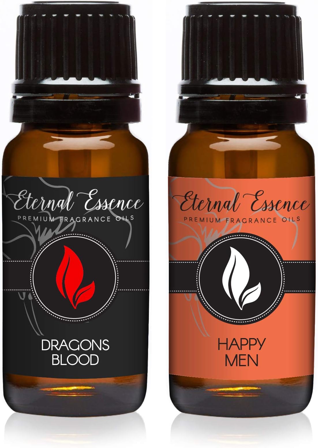 Eternal Essence Oils 2 Pack 10ml Premium Fragrance Oil - Dragons Blood & Happy Men - for Candle, Soap Making, Aromatherapy, Diffusers, Home Care, & Humidifiers