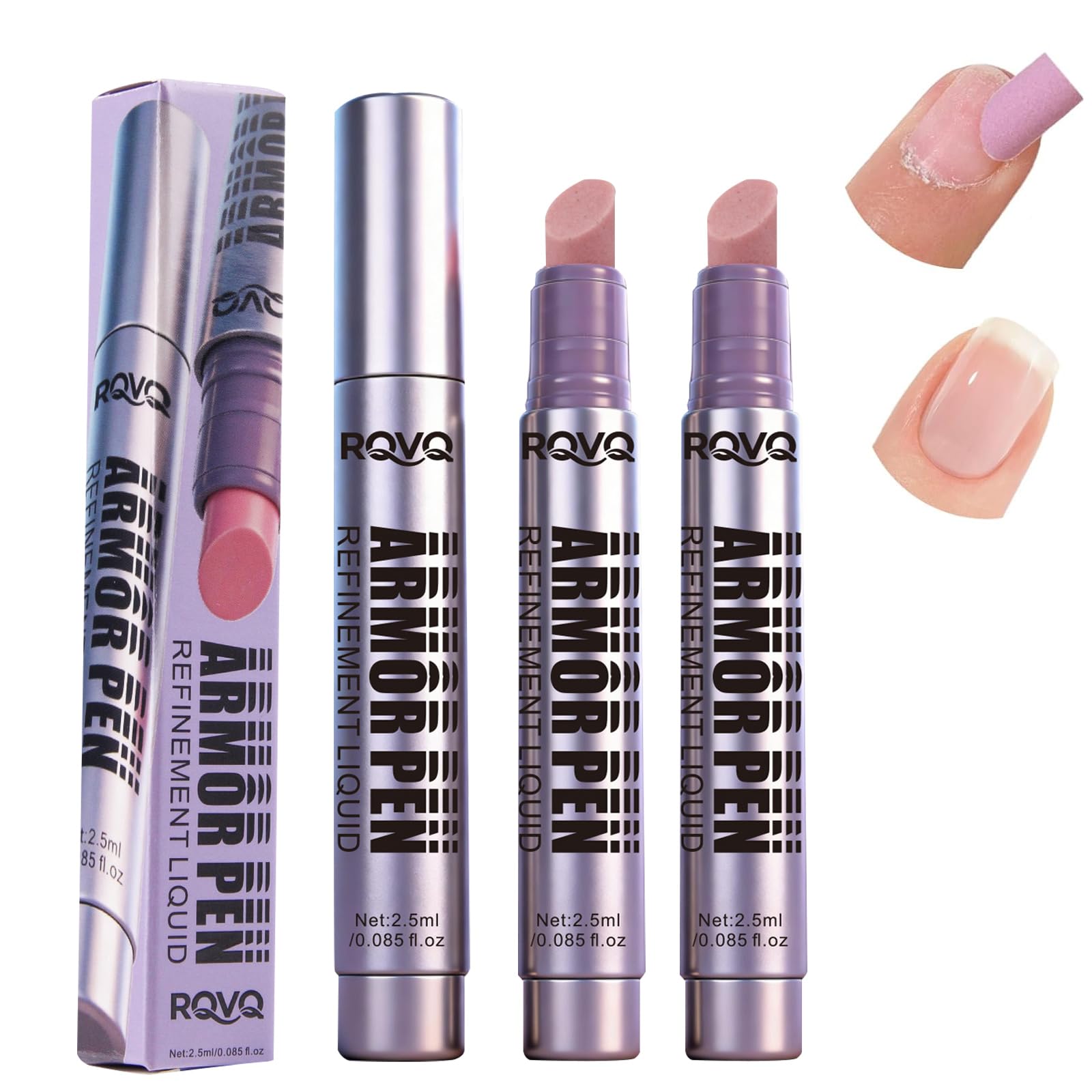 Penna 4-in-1 per Cuticole con Olio, Rimuovi Cuticole in Ceramica & Olio in una Penna, Penna Levigante per Unghie per Pellicine, Ripara, Nutre, Rafforza Cura Quotidiana delle Unghie (2 pezzi)