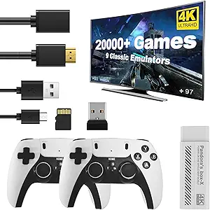 Wireless Retro Game Console - Retro Play Game Stick,Nostalgia Stick Game,9 Classic Emulators,4K HDMI Output,Plug and Play Video Game Stick Built in 20000+ Games with 2.4G Wireless Controllers(64G)