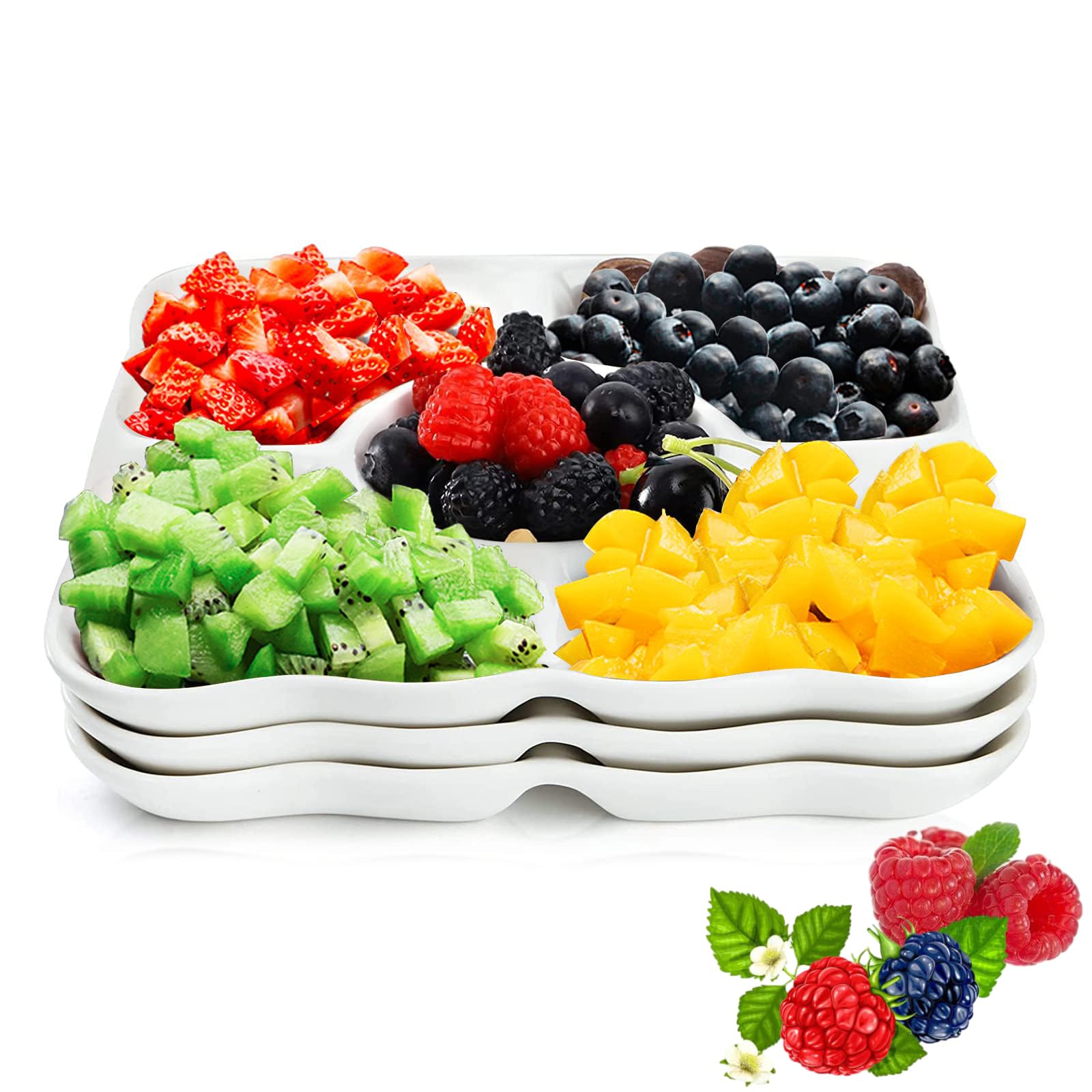 Sponsored Ad – 3-piece White Plastic Divided Serving Tray Set - Ideal for Appetizers, Candy, Snacks, Salad, Desserts, and Nuts - Perfect for, Weddings, Parties