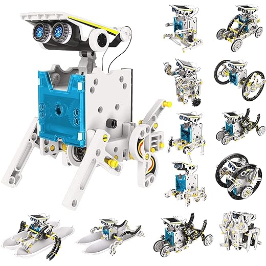 EYESIGN STEM 13-in-1 Solar Educational Robot Kit Toys - Powered by The Solar Energy - Building Kit DIY Assembly Battery Operated Robotic Set - for Kids, Children & Girls