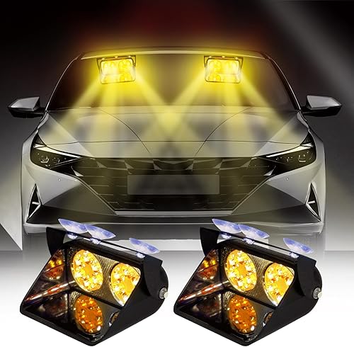 Luces estroboscópicas de advertencia de peligro de emergencia de 5.3 pulgadas, 12 x 2 LED, de alta intensidad, 19 modos para techo interior,