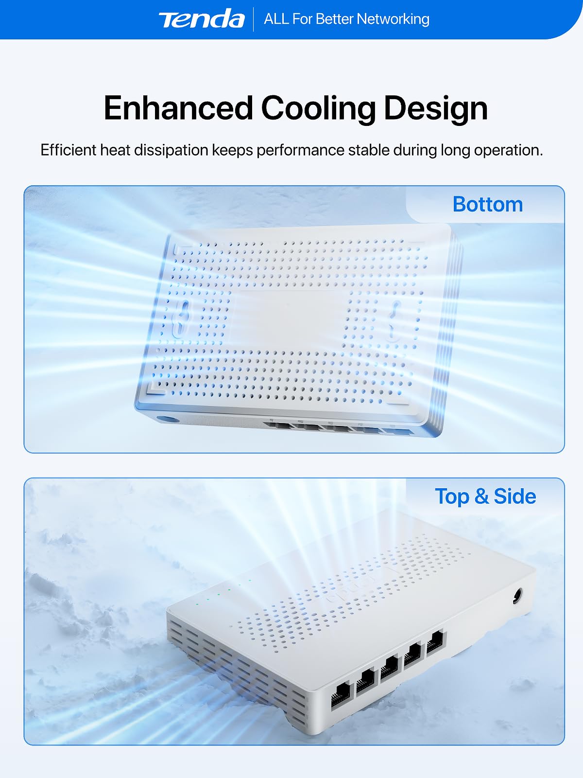 Tenda SE105 Commutateur Ethernet non géré 5 ports 2,5 G, 4 ports Base-T 2,5 G, capacité de commutation de 25 Gbit/s, compatible avec 100/1000/2500 Mbps, pour divertissement à domicile ou réseau SOHO