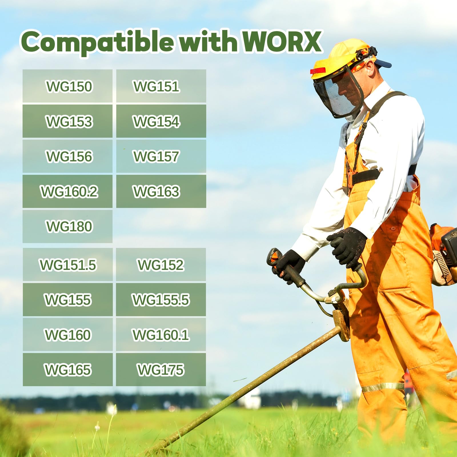 Hiboom 48 bobine di ricambio per decespugliatore, compatibili con Worx WA0010, ricariche per linea decespugliatore da 0,065 pollici, compatibile con decespugliatori elettrici Worx, 40 bobine di linea