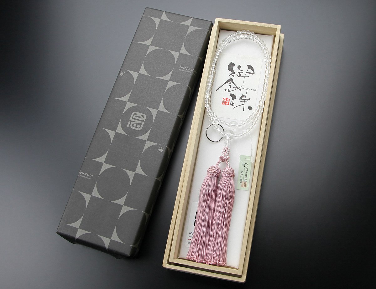 Amazon｜念珠ドットコム 曹洞宗 数珠 女性用 8寸 本水晶 本銀輪 正絹房