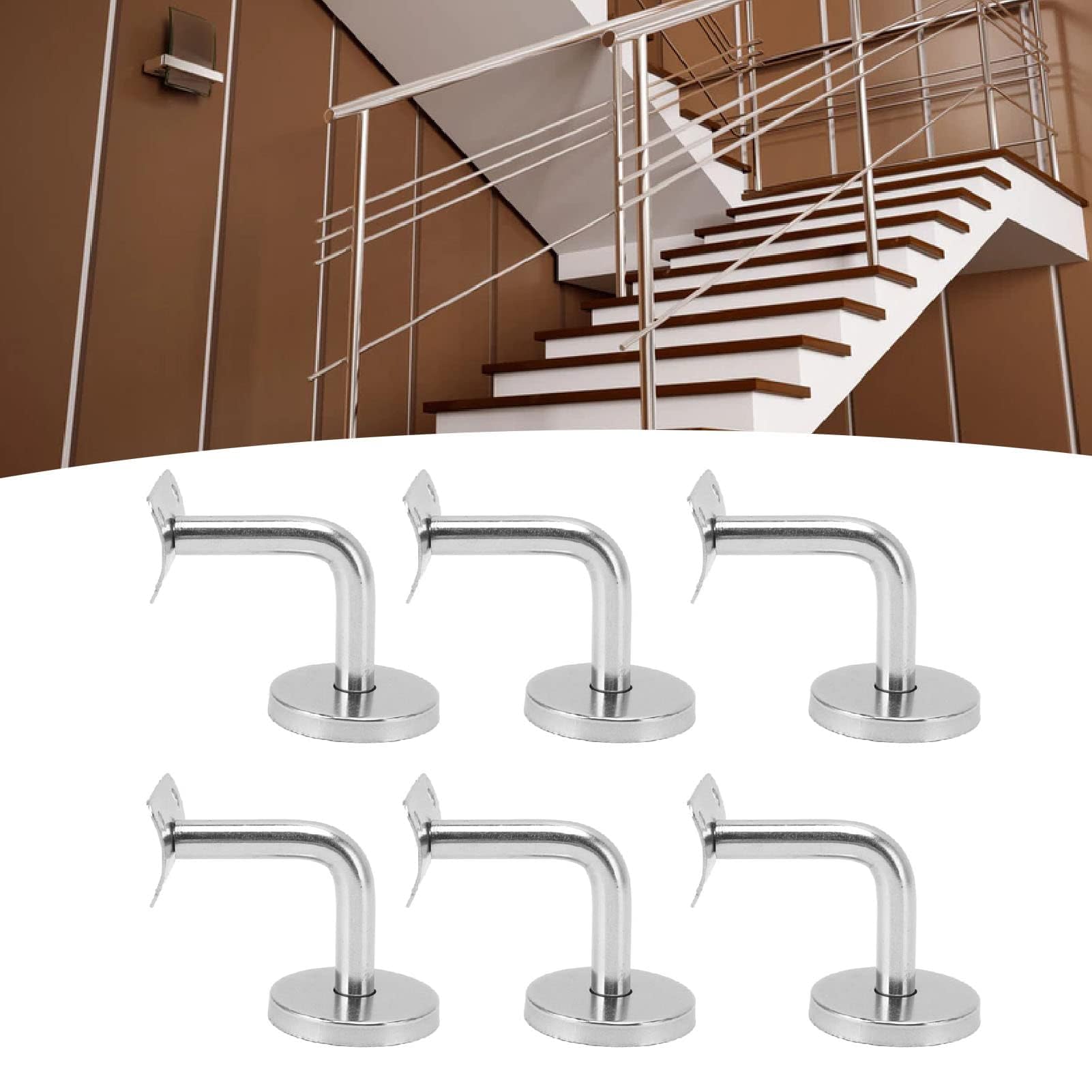 6 Piezas Soportes De Barandilla De Mano Para Escaleras, Soportes Barandilla Acero Inoxidable Montados En La Pared Soporte Barandilla Escalera Soporte Barandilla Doméstica Para Escalera, Escalera