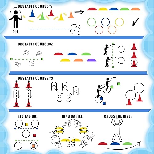 Miniatura 4 de Ceenna Juego de 57 piezas de carrera de obstáculos para niños, carnaval al aire libre, juego combinado con bolsas de frijoles, conos de plástico,