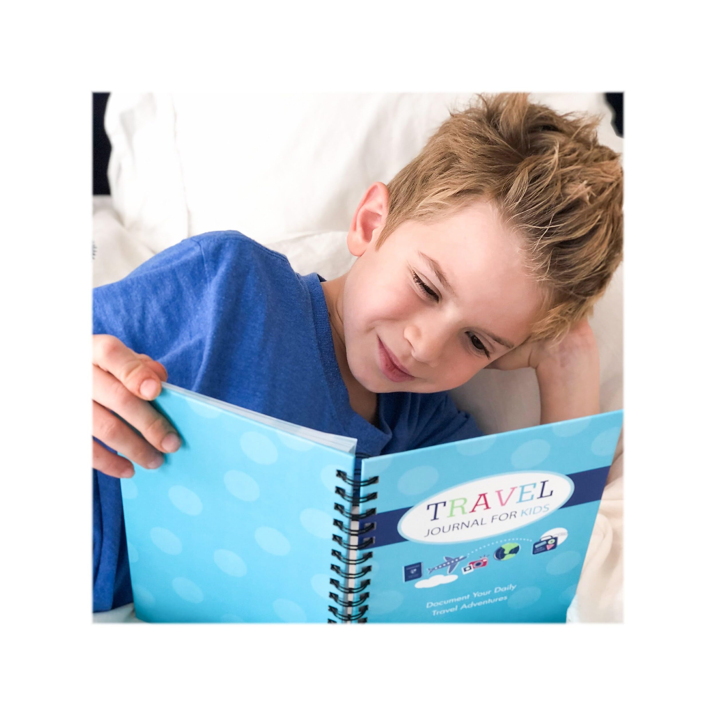 Diario di viaggio per bambini - modo semplice e divertente per documentare diverse vacanze infantili in un unico diario (verde acqua e blu)