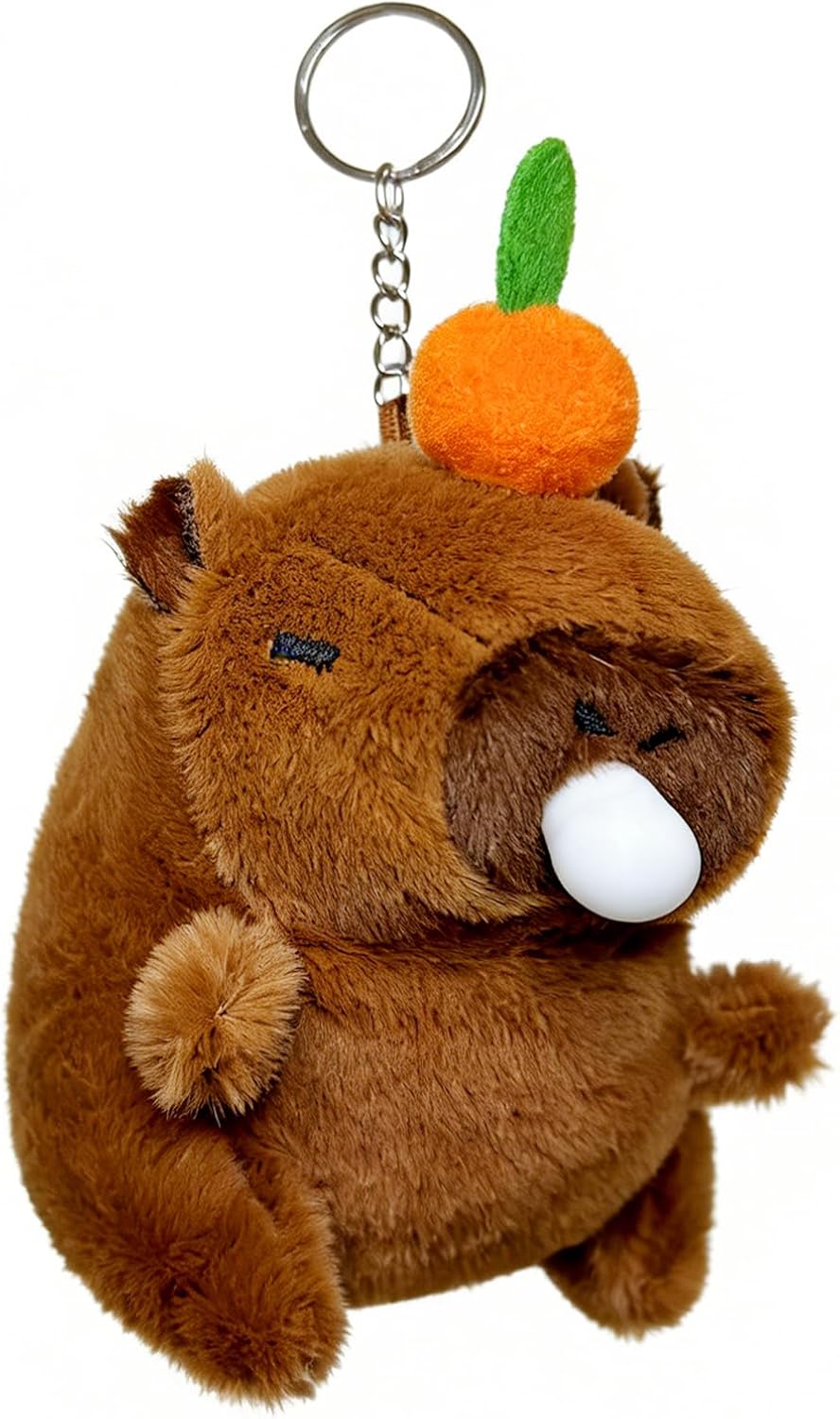 Plush Capybara Keychain, Squishy Animal Keychain That Poops Bubble, Cute Capybara Plush for Backpack, Bag, Car, Friends, Family (Brown)