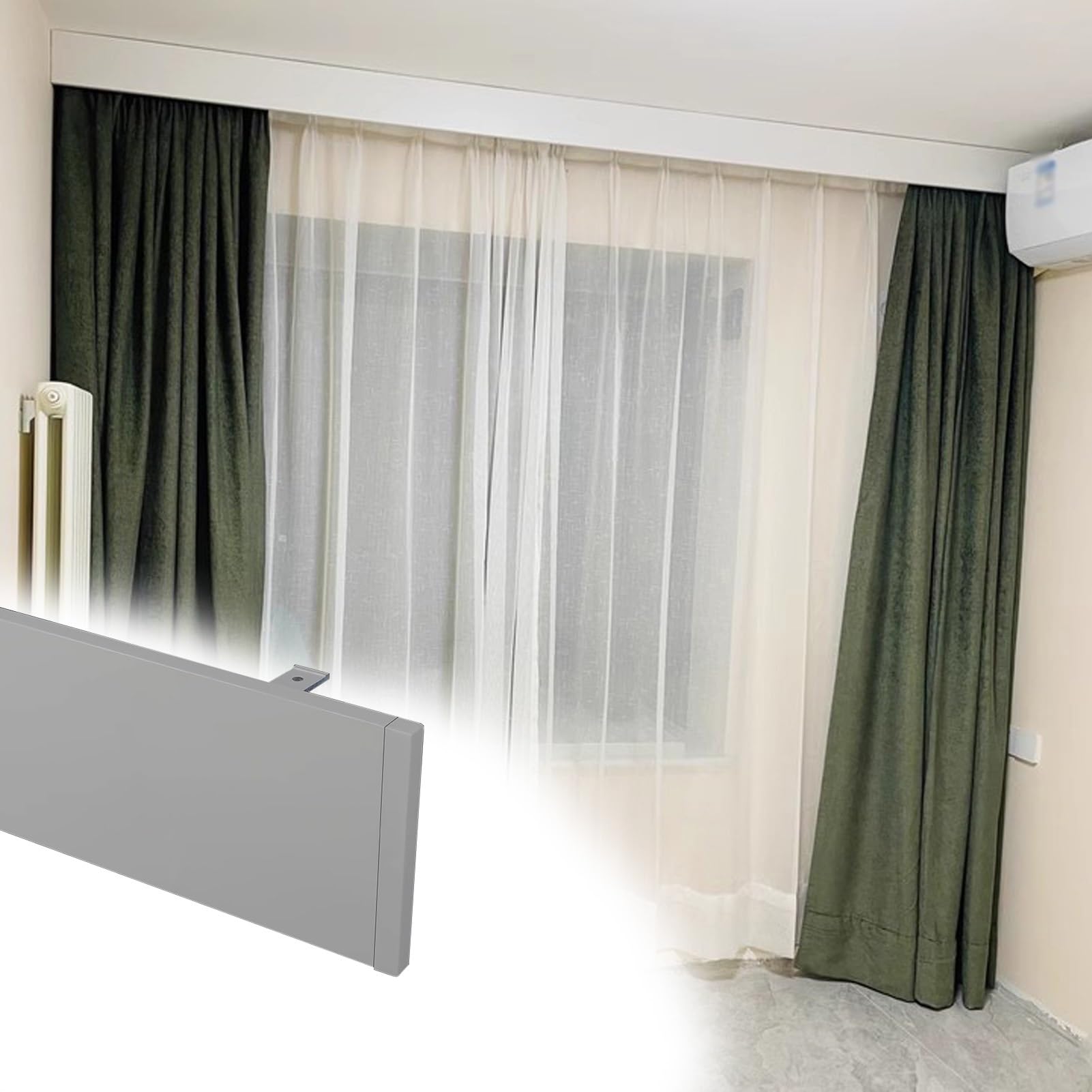 Rideau gris personnalisé Parmet Box - Rideaux occultants sans rail - 1,5 m de long - Décoration d'intérieur élégante - Parfait pour les intérieurs modernes
