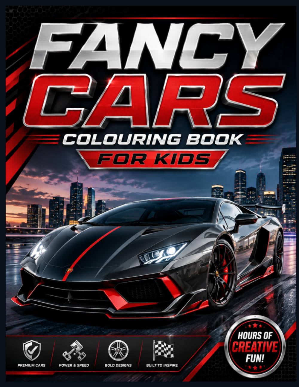 Fancy cars colouring book for kids