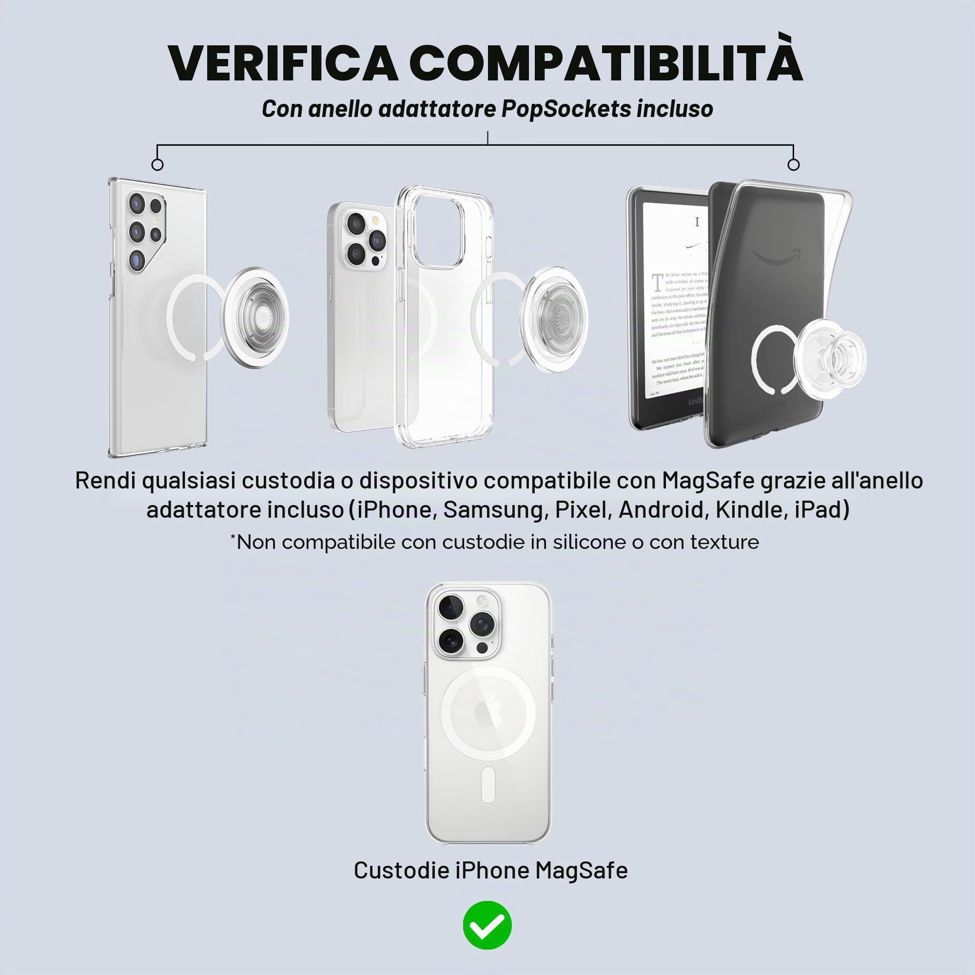 PopSockets PopGrip per MagSafe, supporto magnetico per telefono, parte superiore sostituibile, presa sicura per custodie MagSafe per iPhone, cavalletto per visualizzazione a mani libere, compatibile
