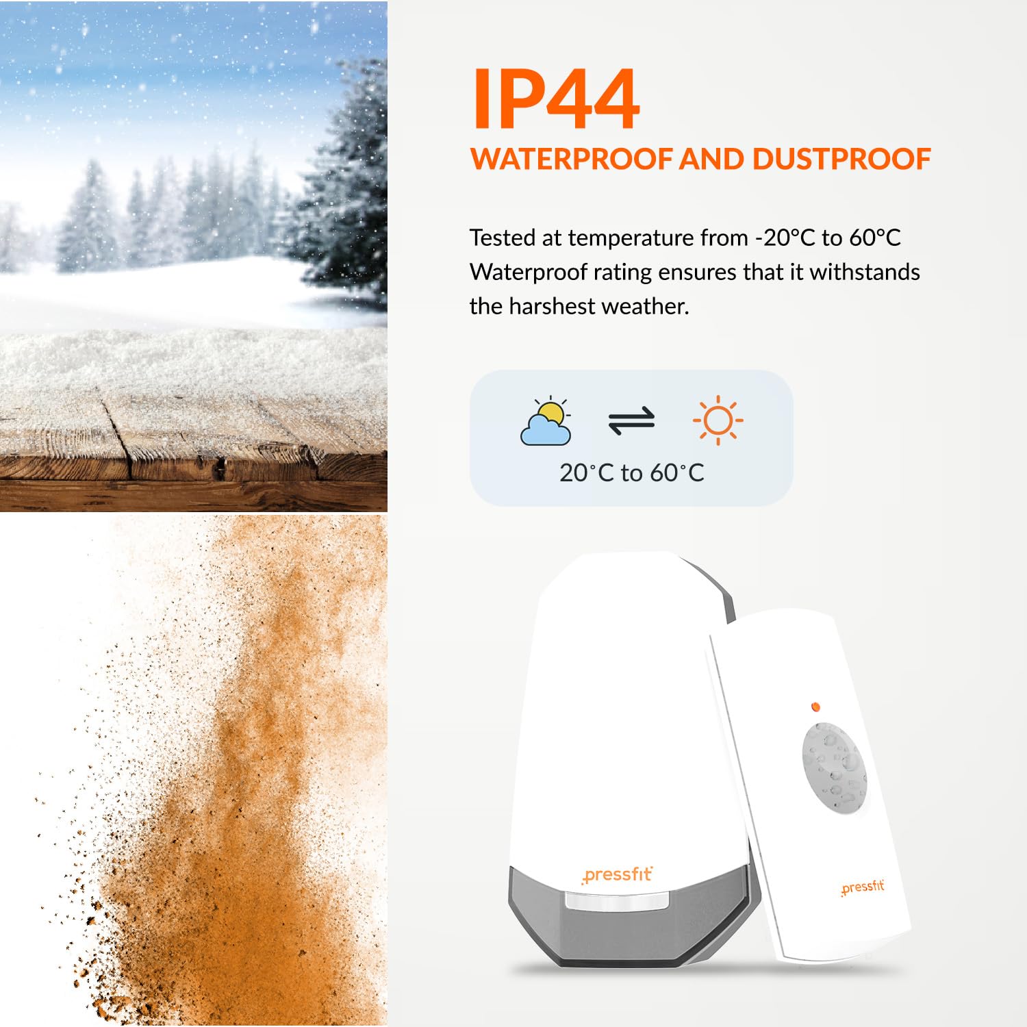 71gHm4ZFSKL._SL1500_ Pressfit Echo-V Wireless Doorbell Chime Kit for Home, Offices, Hospitals and Clinics Comes with 48 Tunes, Non-Interference Feature, Special Tunes, Wireless Calling Bell, Remote Bell - Plug in Type