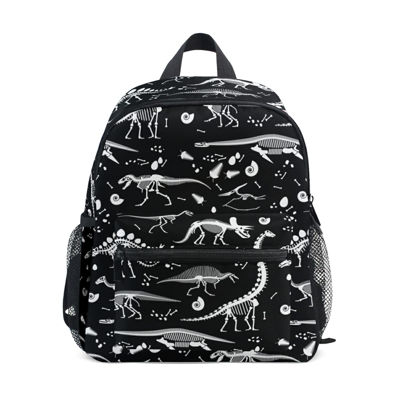 Aflyko Dinosaurs Fossils Black Kids Backpack for Daycare Bookbag for Kindergarten Daypack for Toddler Girls and Boys 10 x 4 x 12 Inch
