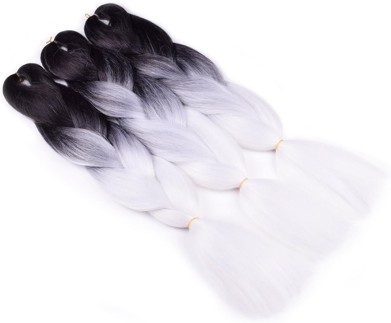 Amazon Com Ombre Braiding Hair Black White 3 Pack Ombre Synthetic Braiding Hair Extension For Box Braids Senegal Twist Soft Fluffy High Temperature Fiber Beauty ombre braiding hair black white