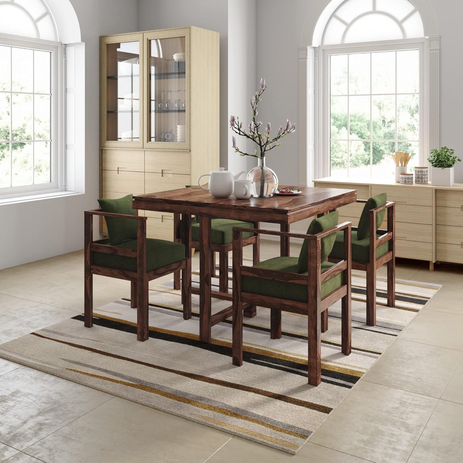 Furniture Solid Sheesham Wood 4 Seater Dining Table Set with Chairs for Dining Room | Living Room | Home & Office | Hotels Restaurant & Cafe (4 Seater, Honey Teak)-image-49