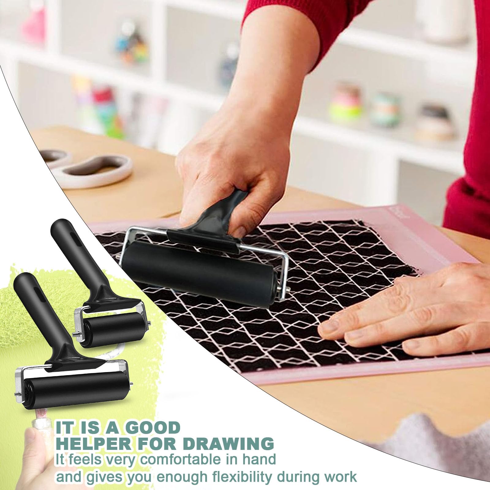 Set Stampa Linoleica - Con Rullo In Gomma E Incisore, Per Linoleum, Timbratura E Artigianato - Foto 5