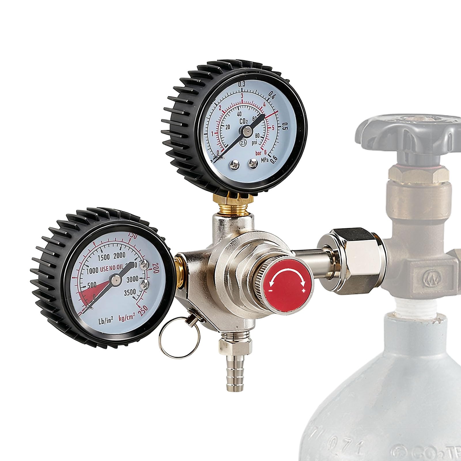 Riduttore di Pressione CO2, Sistema di Erogazione Della Birra Riduttore di Pressione con 2 Manometri Attacco W21,8 x 1/14" Regolatore di CO2 per la Produzione Della Birra Sistema di Erogazione