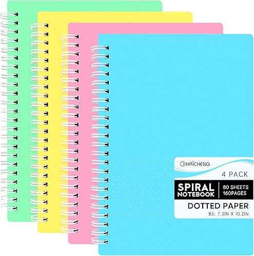 Miniatura 1 de Paquete de 4 cuadernos en espiral, cuaderno B5 de tapa dura de plástico grueso de 7.3 x 10.2 pulgadas, 0.197 x 0.197 in, 80 hojas para el trabajo,