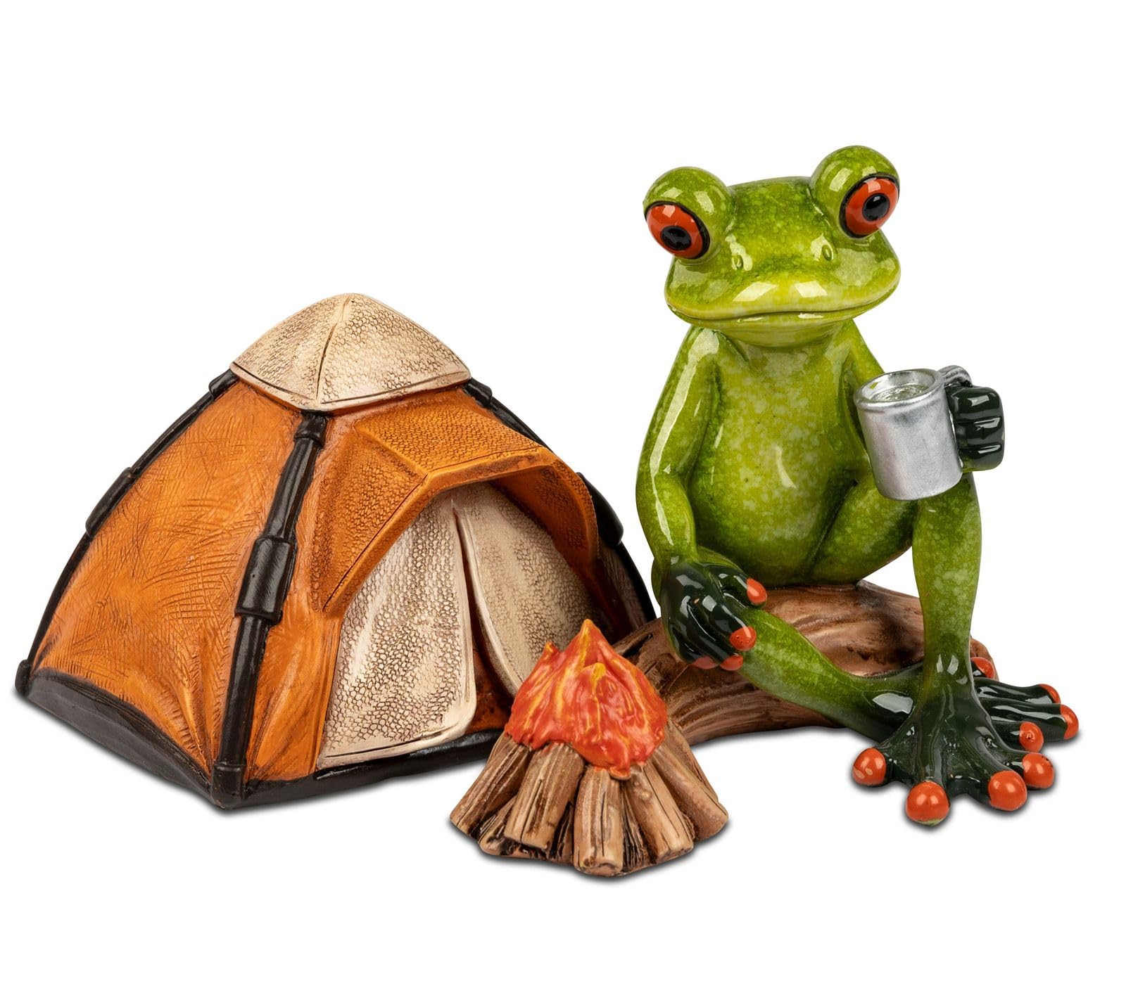 Formano Multicolor Frog Camper Frog House Funny Frogs 16 Cm Sculpture Figure Tent Camping