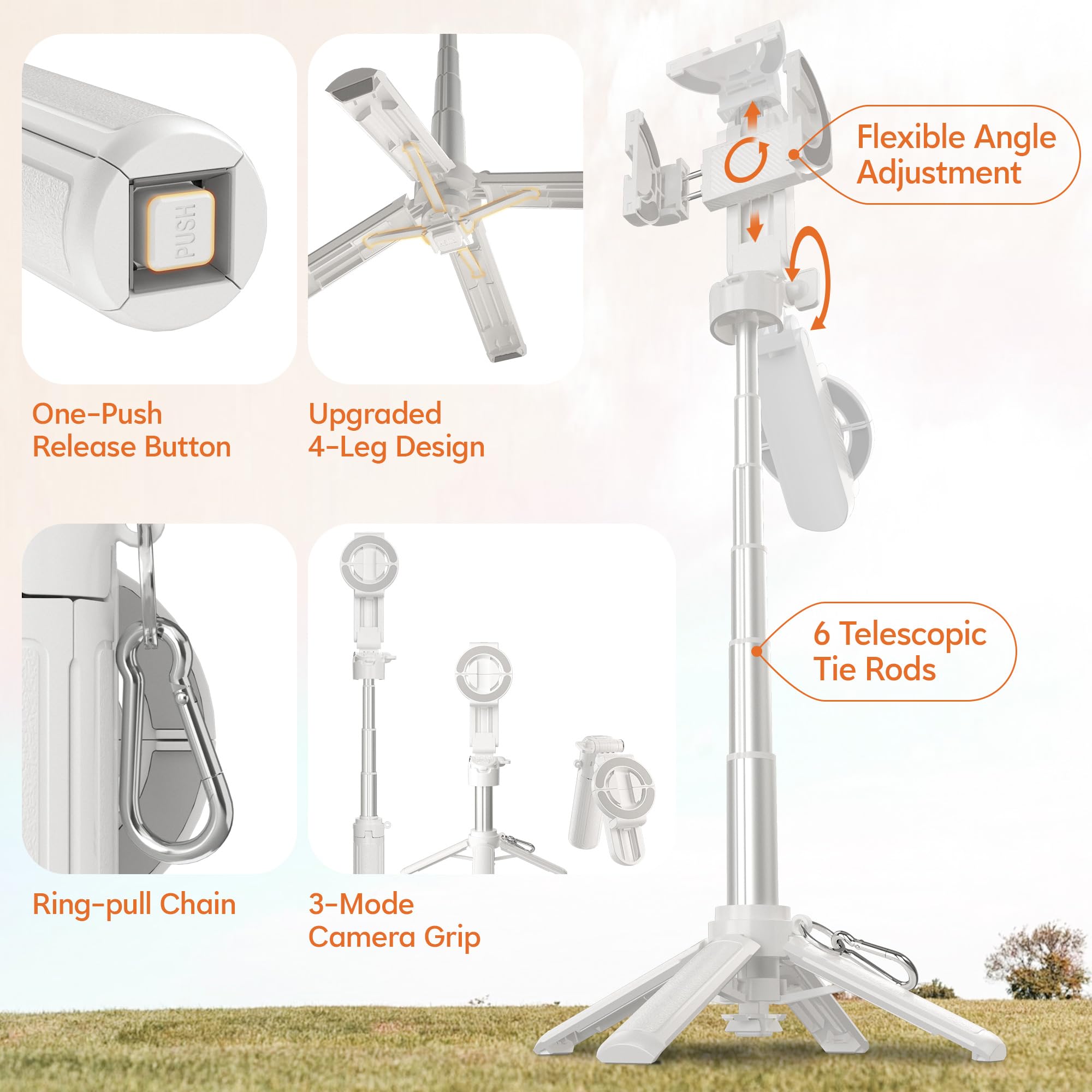 Mini selfie stick magnetico per iPhone, 4 in 1, treppiede portatile tascabile per iPhone MagSafe/Android con supporti remoto/cold shoe, treppiedi piccolo/compatto per cellulare, per scrivania, viaggi